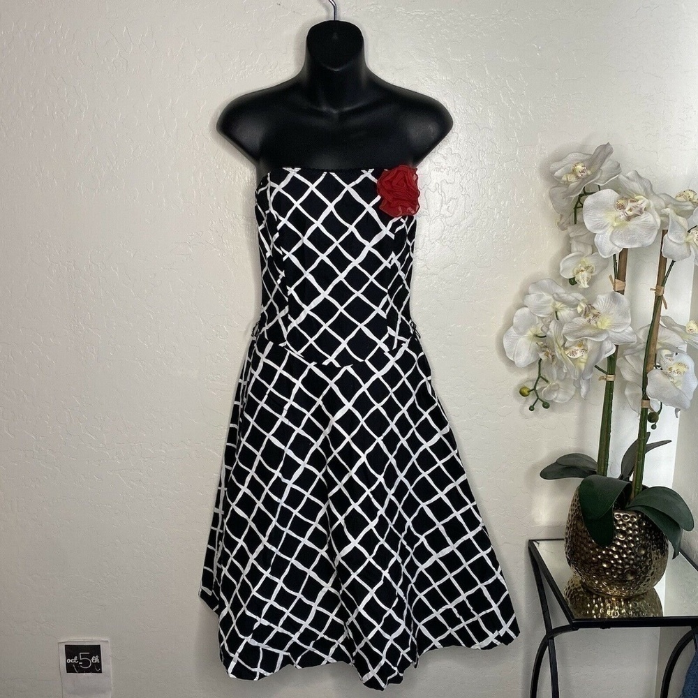 ruby rox strapless diamond check fit flare dress 7